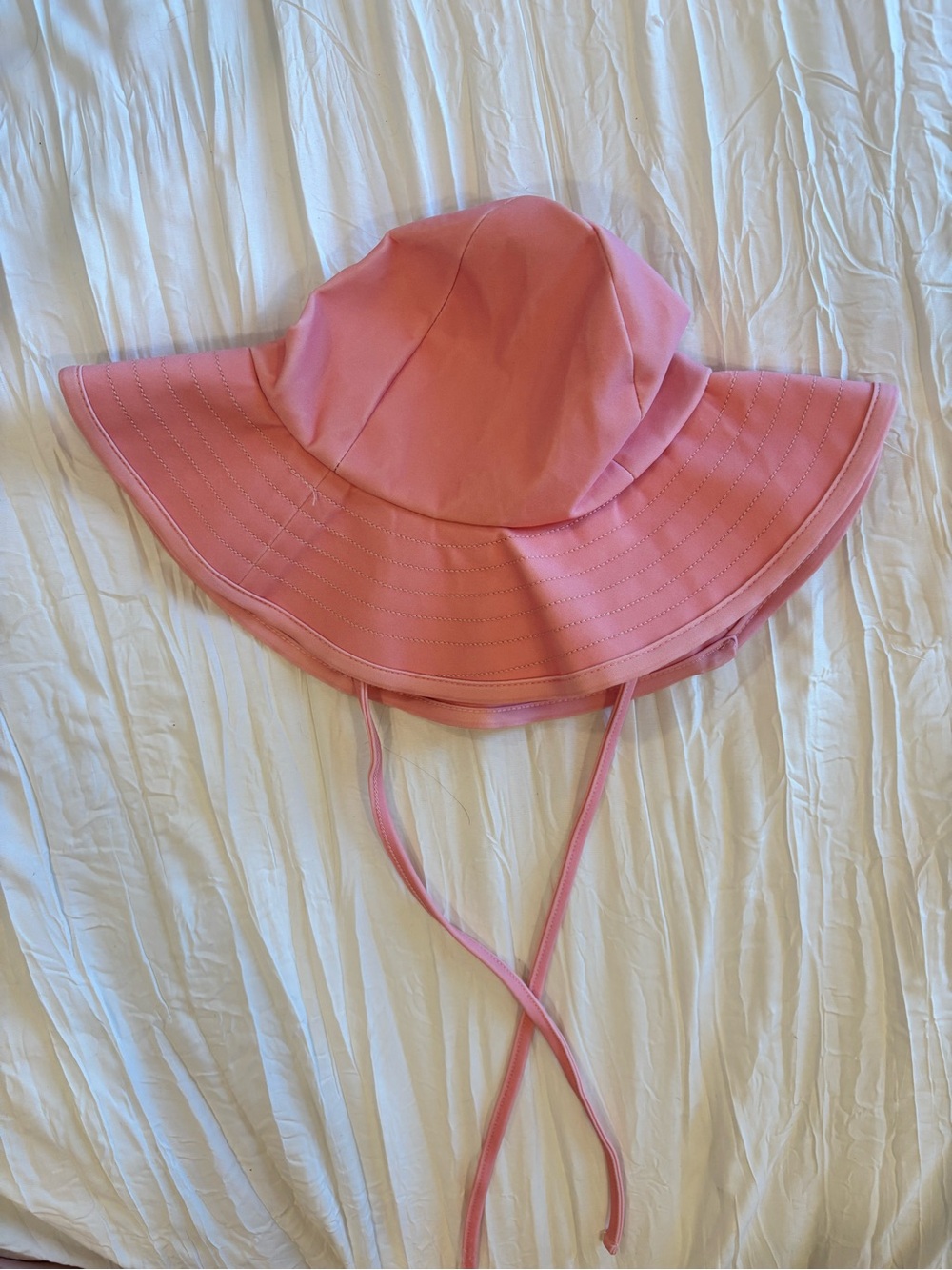 Caden Lane Peach Wide-Brim Sun Hat with Chin Ties